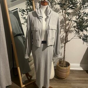 DKNY Gray Maxi Skirt Set